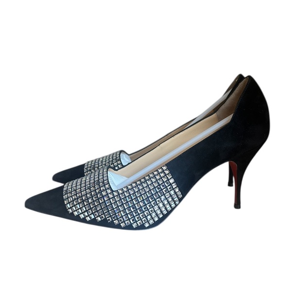 NEW Christian Louboutin CHAMPIONNE STRASS 80 VEAU VELOURS heels RETAIL 1,995 - Picture 4 of 9